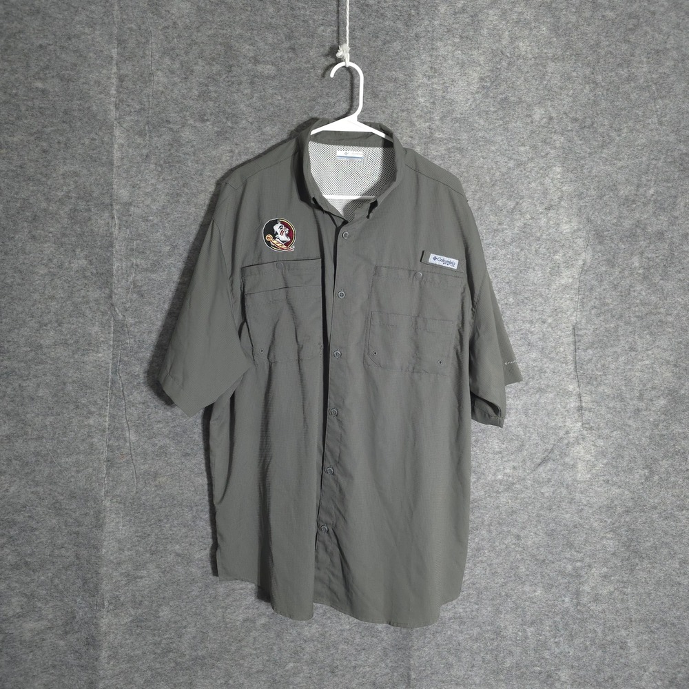 Columbia PFG Tamiami II Shirt Mens XL Green FSU Seminoles Fishing Vented Ripstop